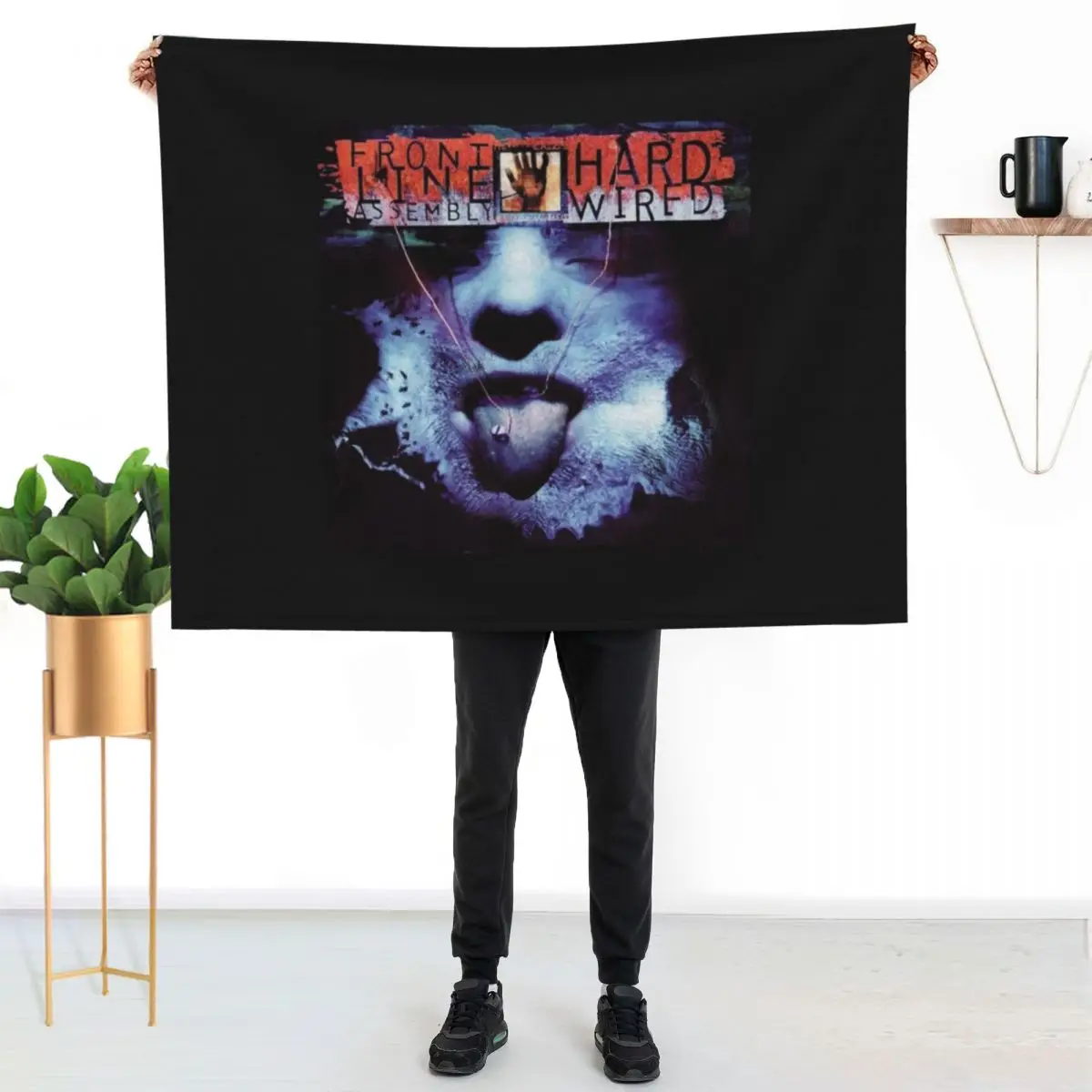 FRONT LINE ASSEMBLY MUSIC ARTWORK Throw Blanket Tourist Plaid Winter beds warm for winter Hairys Flannel Fabric Blankets