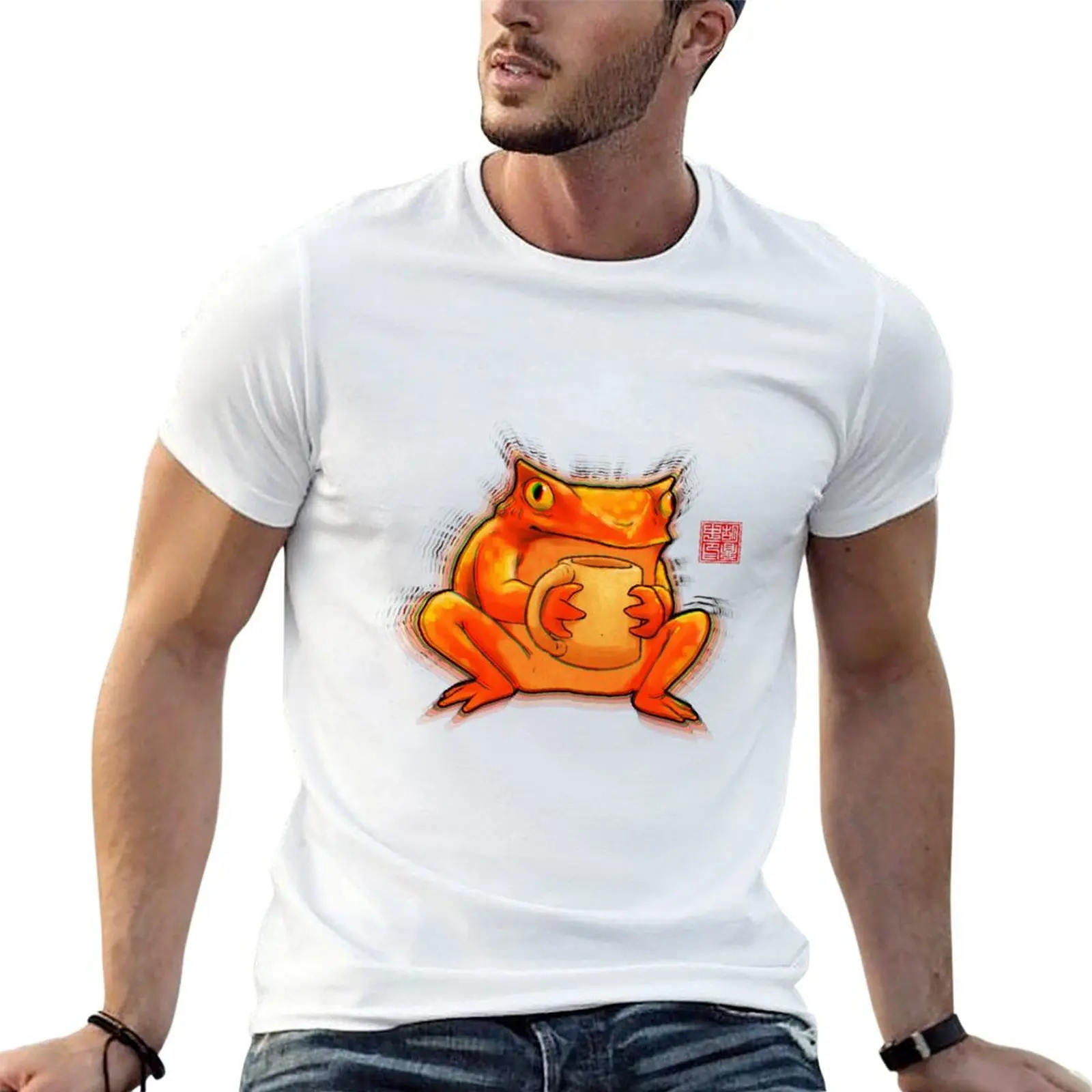 too much coffee frog aura T-Shirt Blouse anime mens funny t shirts