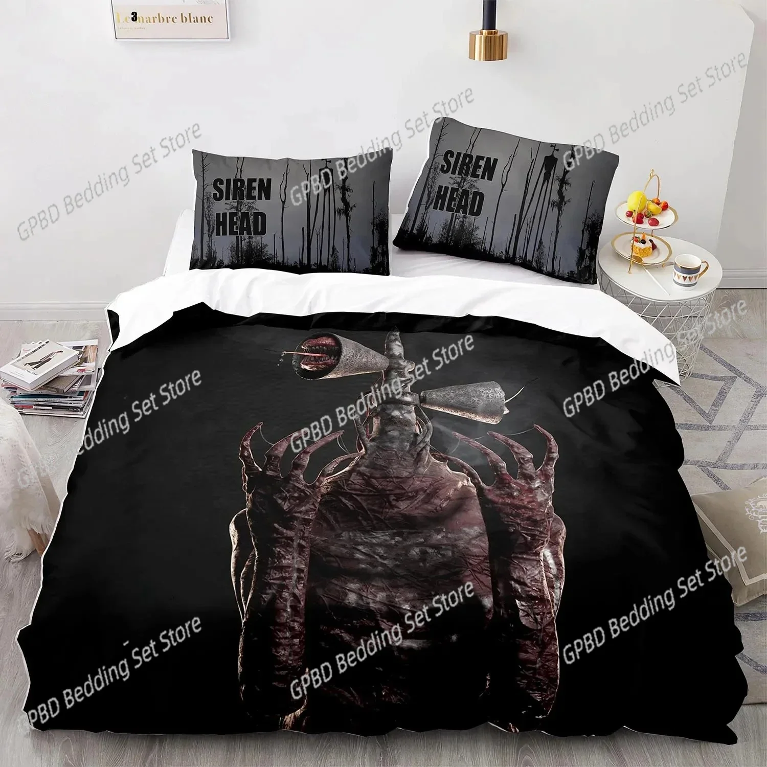 

3D Print Siren Head Bedding Set Duvet Cover Bed Set Quilt Cover Pillowcase Comforter king Queen Size Boys Adult Bedding Set