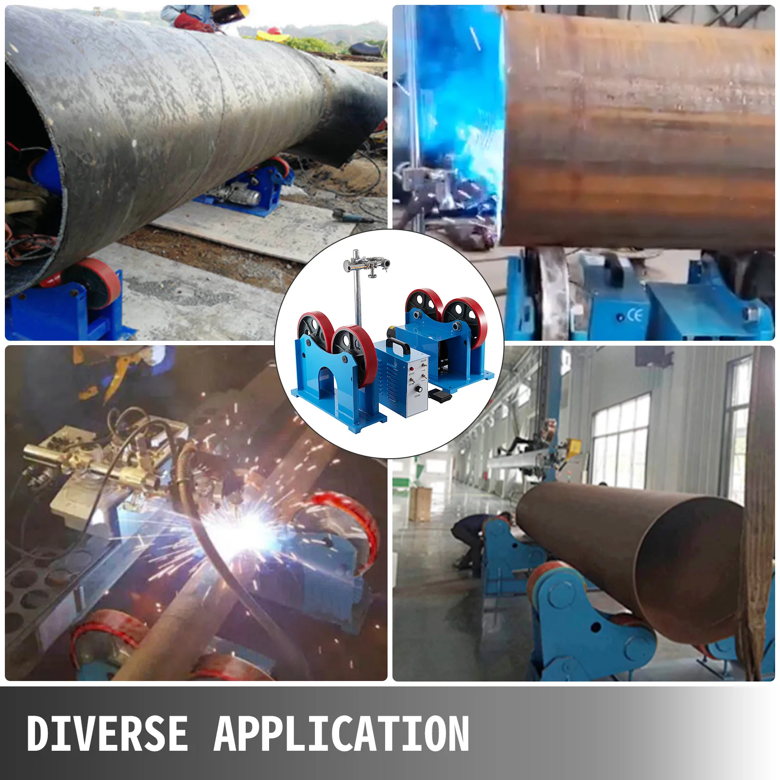 VEVOR rotatore per saldatura rulli di tornitura cuscinetto di carico 1000KG supporto per torcia regolabile supporto per rotatore posizionatore a rulli per saldatura di tubi