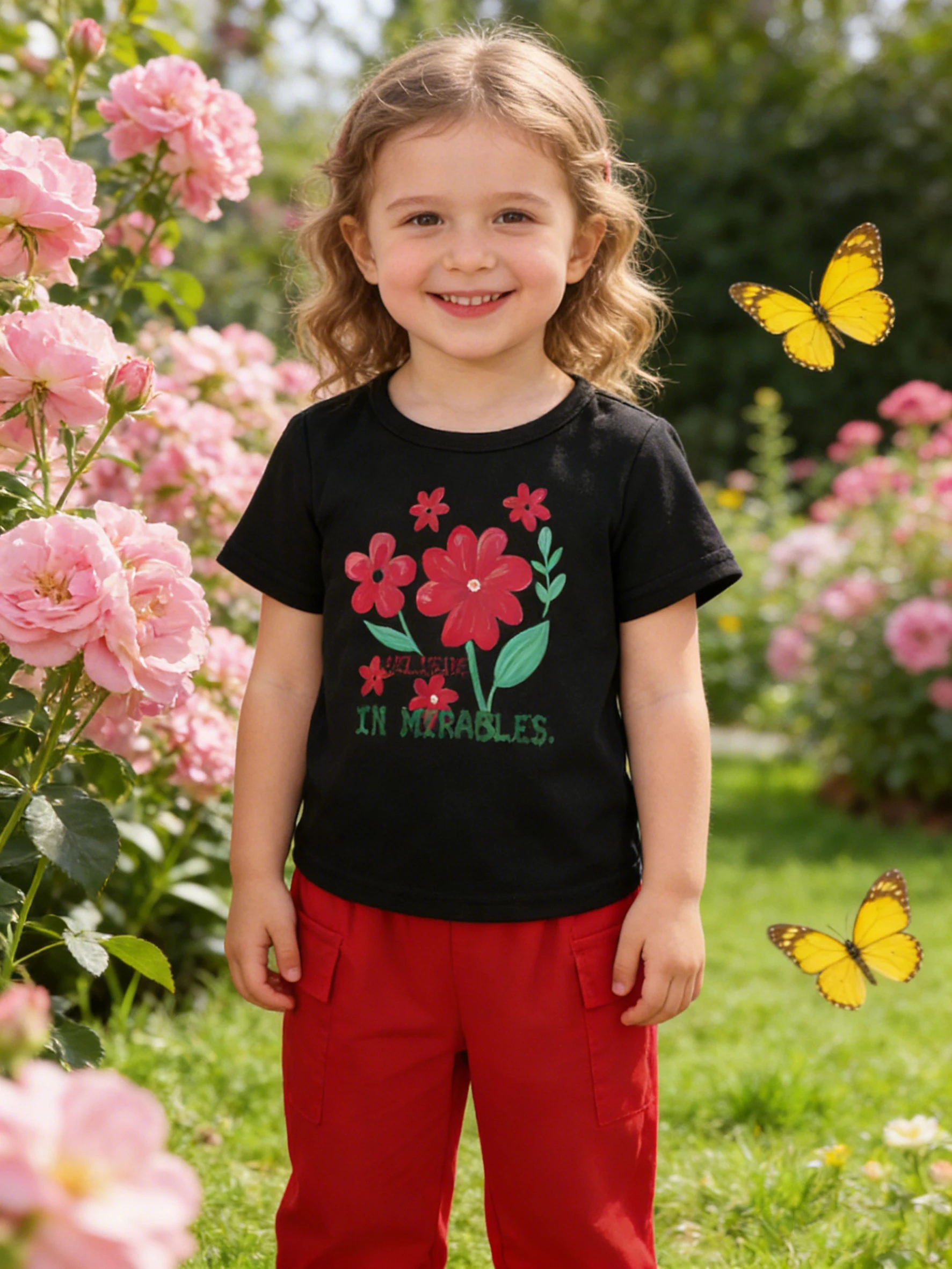 

"MIRABLES" Ретро с цветочным принтом и короткими рукавами — художественная свежая летняя одежда для маленьких девочек