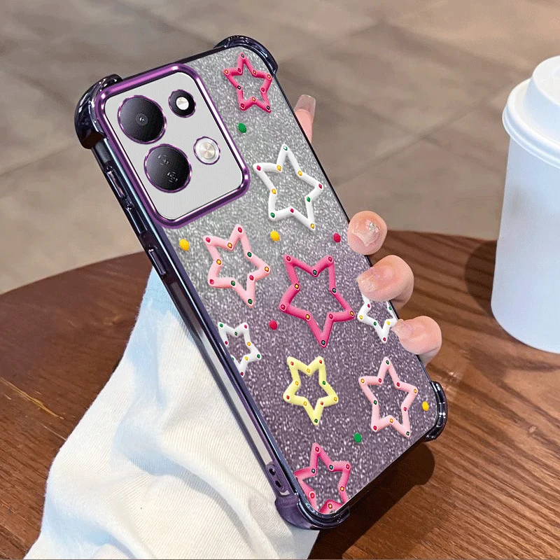 Glitter Plating Cover For Xiaomi Redmi 17 5G 4G Case TPU Four-corner Shockproof Loving Heart Pattern Fundas view 4