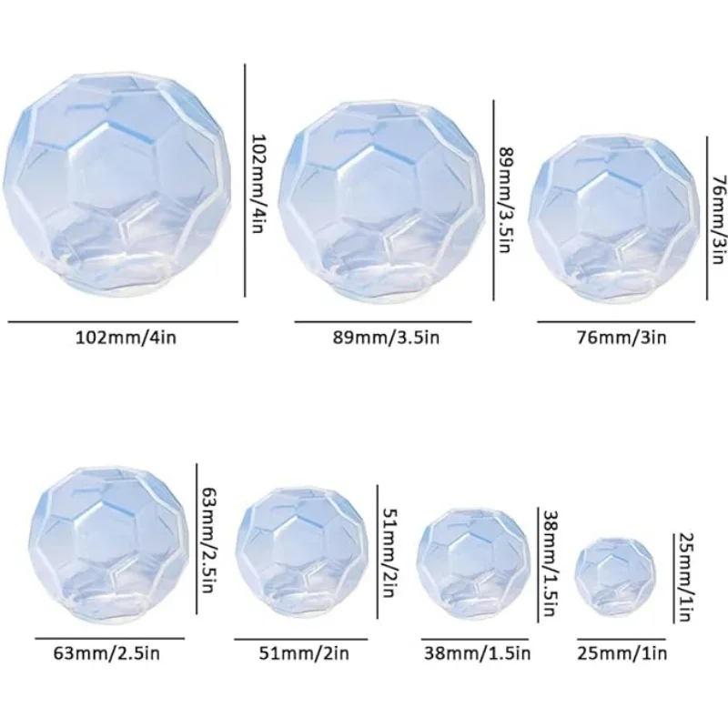 7pcs Hexagonal Faceted Sphere Resin Molds, Large Clear 3D Polyhedron Sphere Silicone Molds for Epoxy Resin, 7 Sizes Geometry Sil