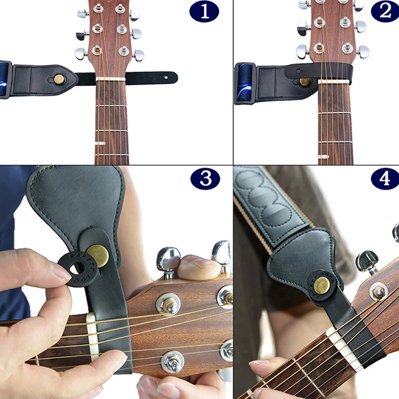 Guitar Neck Strap For Acoustic Ukulele Mandolin Leather Shoulder Headband Strap Tie With Anti-slip Lock Buckle And Three Picks