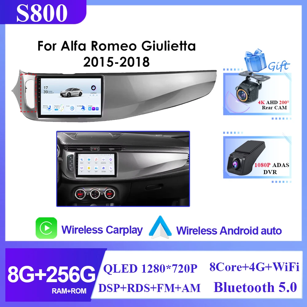 Android 16 Auto DVD voor Alfa Romeo Giulietta 2010 - 2018 Radio Multimedia Speler GPS Navigatie 5G wifi BT HDR QLED Geen 2din DVD