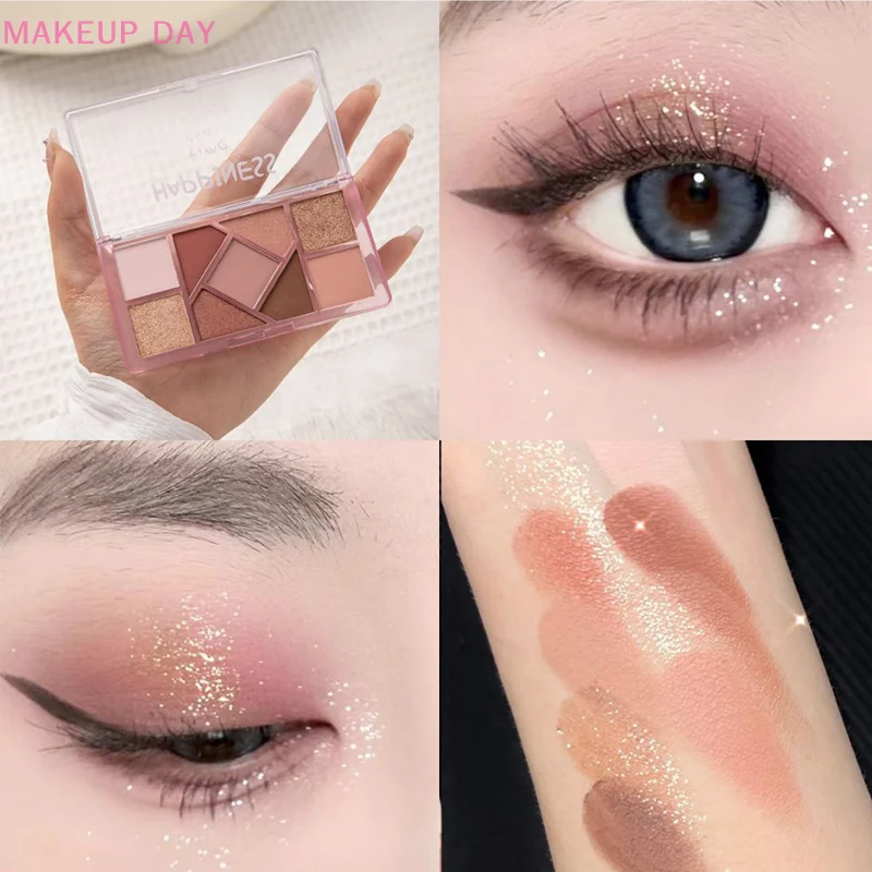 Placa de sombra de ojos de 9 colores, bandeja de sombra de ojos para principiantes, maquillaje, escultura, resalte, accesorios cosméticos para mujeres