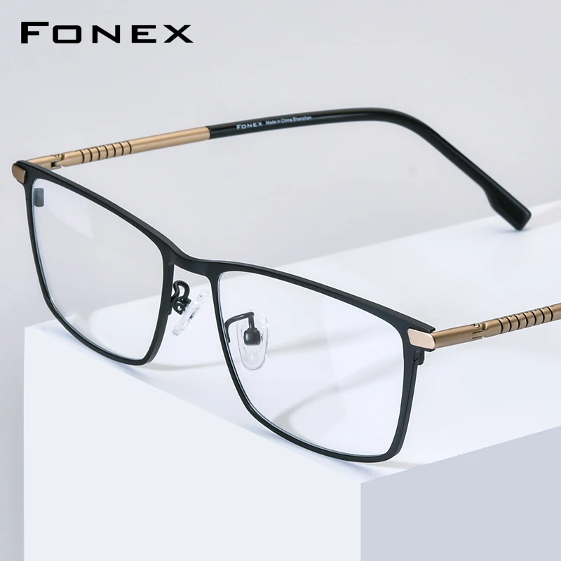 FONEX Titanium Eyeglasses Frame Men Brand Design Square Ultralight Glasses Japanese Ultralight-Weight High Quality Eyewear 85915