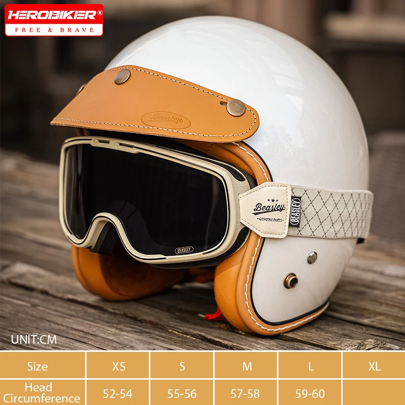 

DOT Approved Retro 3/4 Helmet Motorcycle Helmet High-quality Vintage Scooter Helmet Small Size Helmet XS-L Men Women All-Seasons
