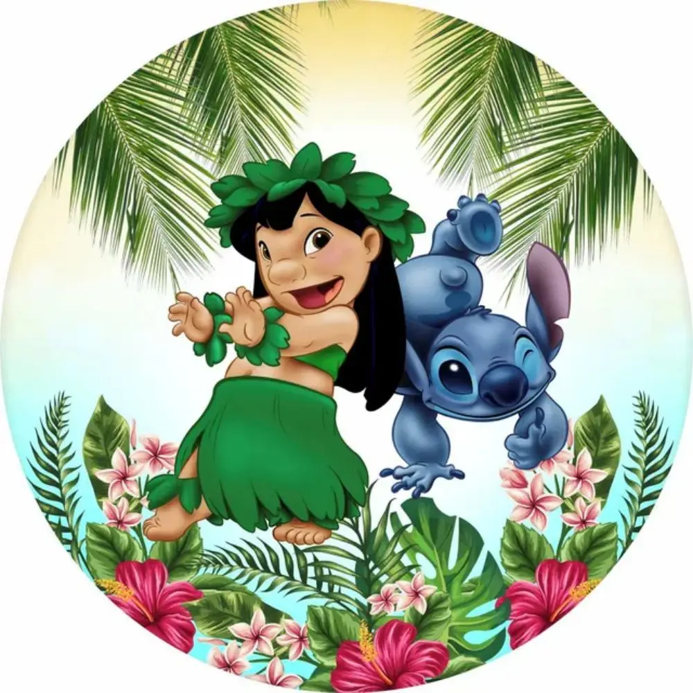 

Disney Lilo Stitch Children's Birthday Decoration Decorations Round Background Wall Wedding Photozone Event Circle Backdrops