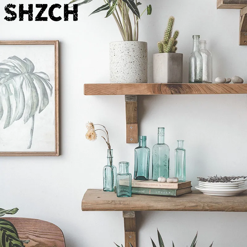 Rustic Floating Wall Shelf Solid Wood Storage Display Shelves for Living Room Home Accessories Minimalist Kitchen Spice Rack