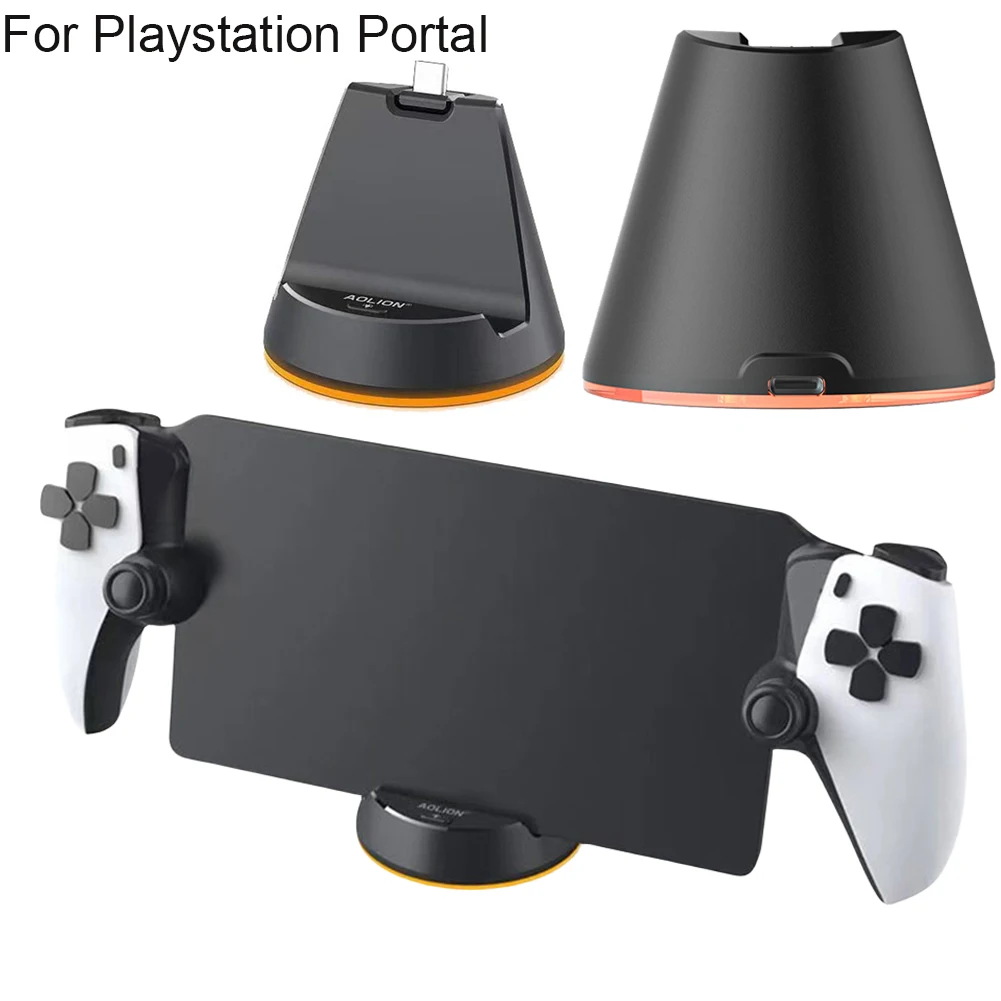 แท่นชาร์จสำหรับ PS5พอร์ทัลคอนโทรลเลอร์แท่นชาร์จ Type-C แท่นชาร์จแท่นวางพร้อมไฟ LED สำหรับพอร์ทัล PlayStation