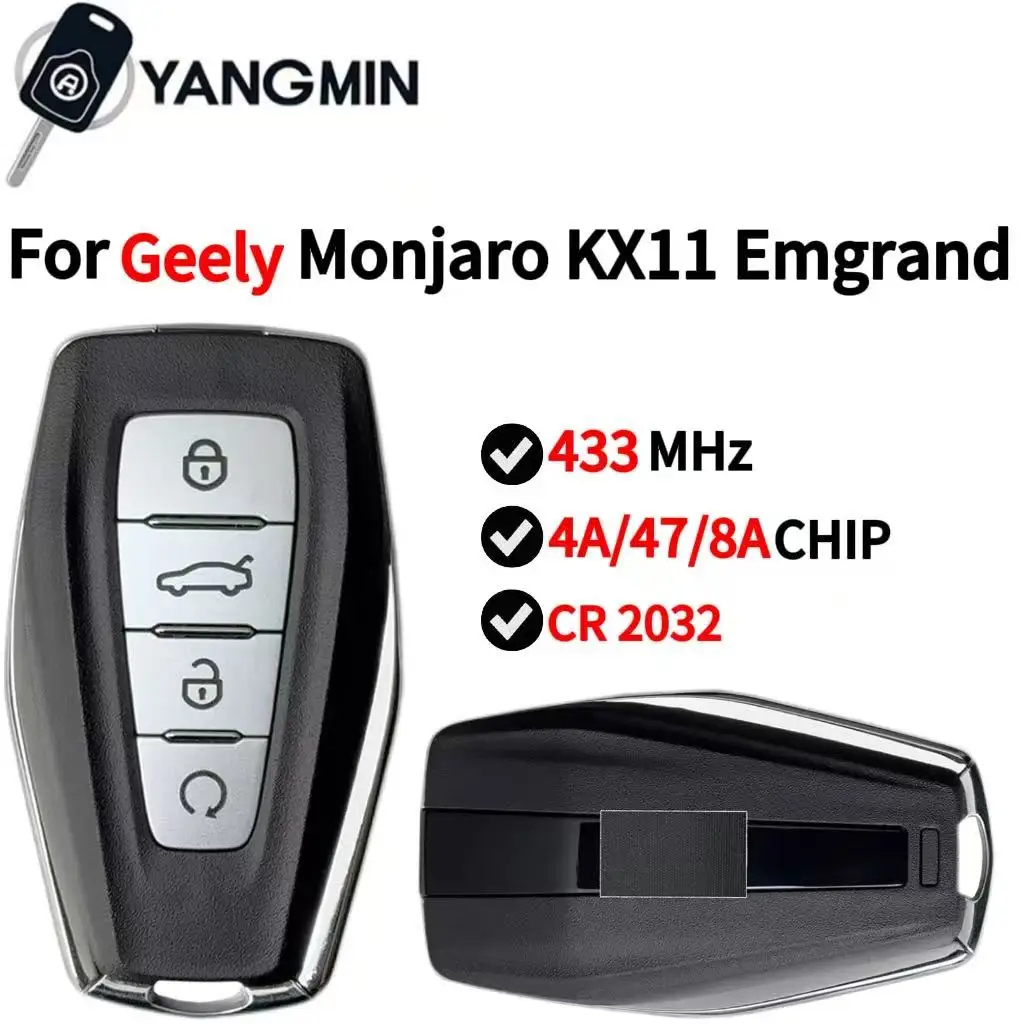 

YANGMIN Car Key For Geely Monjaro KX11 Emgrand X7 X3 S1 GEOMETRY Genuine Original OEM 433Mhz 4A/ID47/8A Chip Smart Keyless