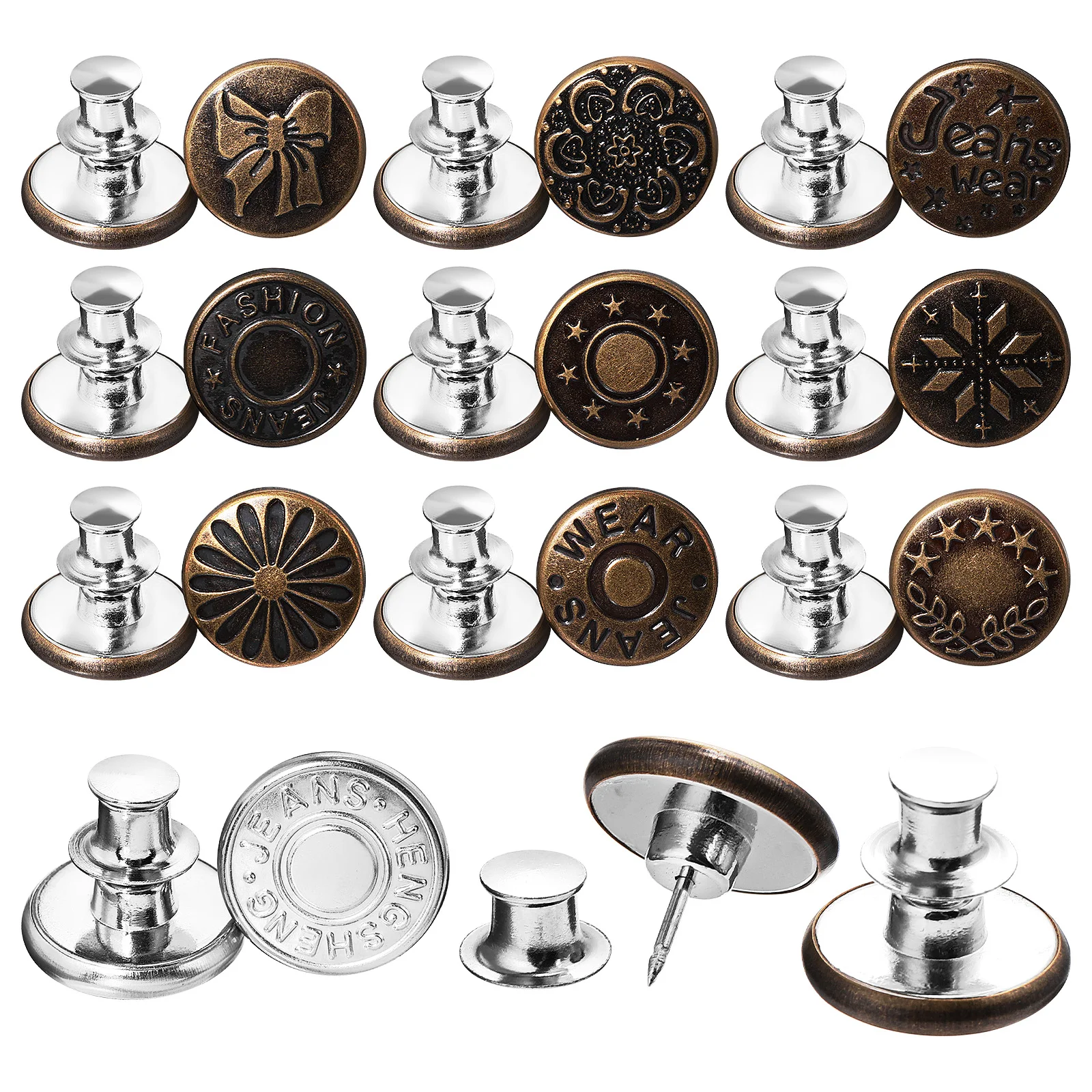 

20Pcs Jean Buttons Adjustable Detachable Pants Button Pins Replacement Waist Tightener Trousers Jeans Accessories