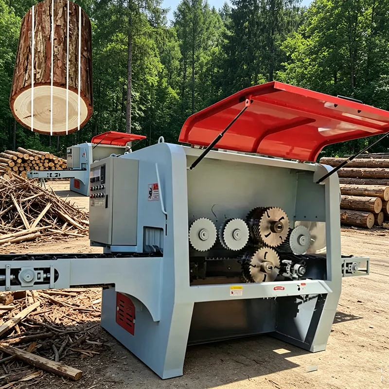 Premium Quality Log Multiple Rip Saw Machine Stable Operation Log Cutter for Softwood Timber Processing