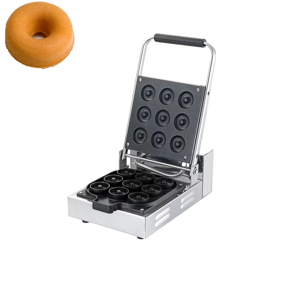 Electric Donut Maker 1300W Commercial Doughnut Machine 9 Holes Double-Sided Heating Waffle Machine Makes 9 Doughnuts