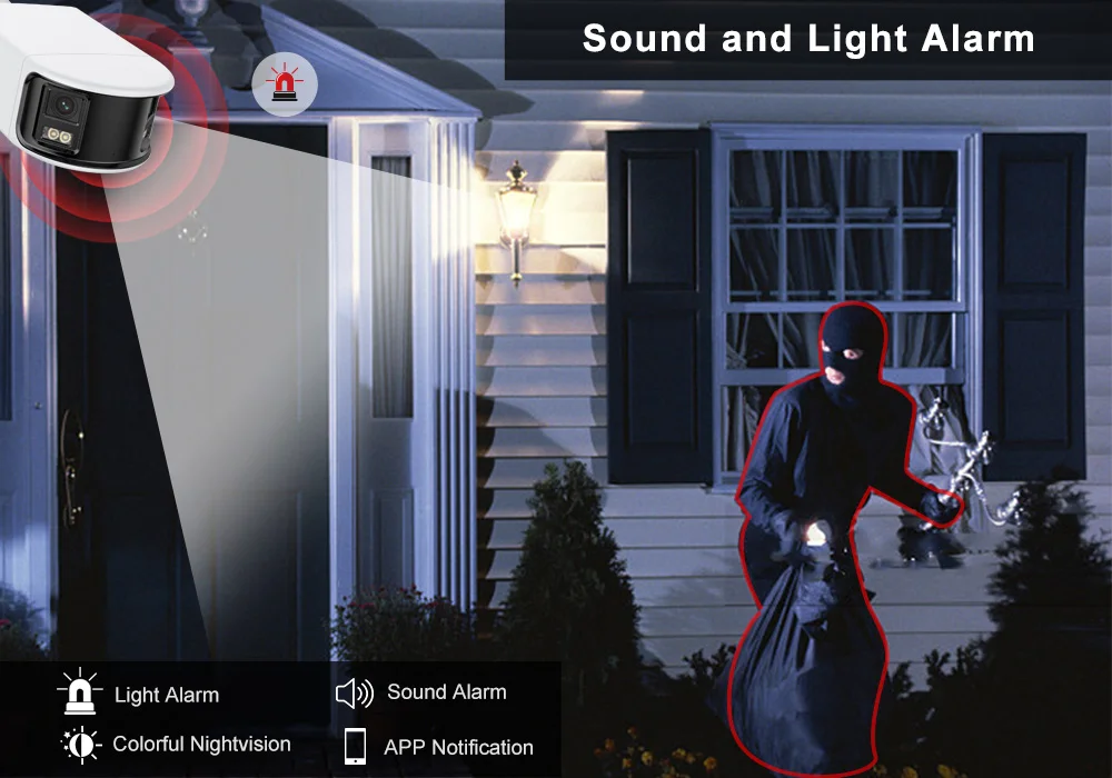 Anpviz 8MP Dual Lens POE Camera Outdoor Security 180 ° View Angel Real Time 2-Way Audio AI Human Vehicle Detection Metal Case