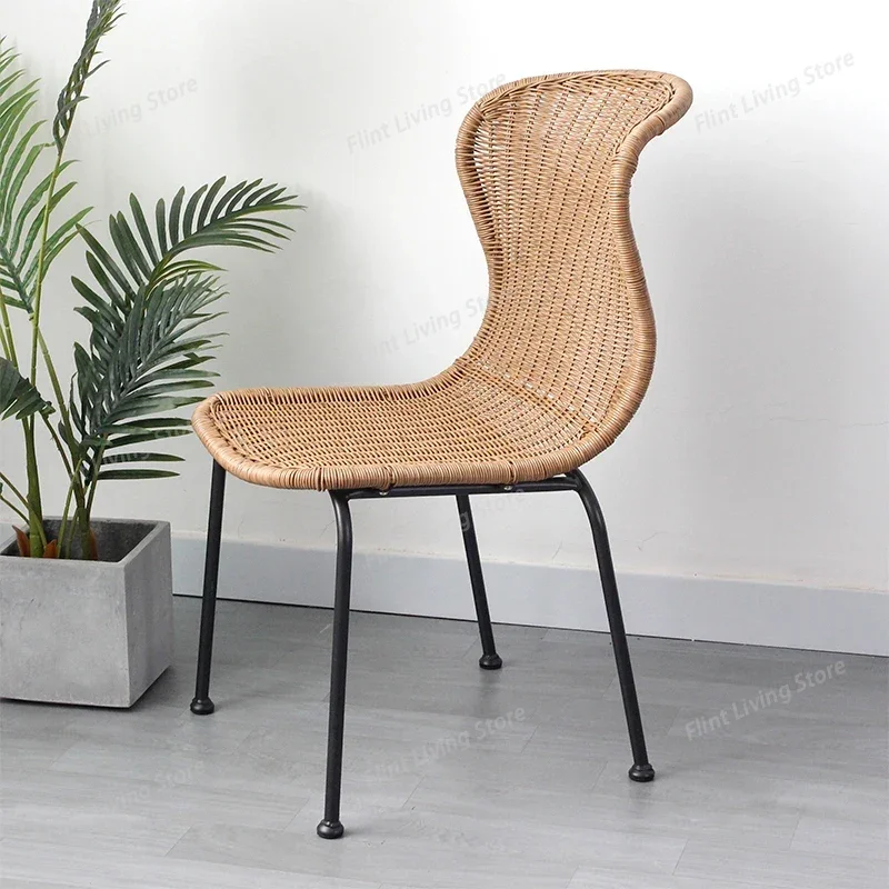 

Nordic Vintage Café Chairs Modern Casual Iron Art Rattan Restaurant Café Chairs Ergonomics Backrest Café Furniture Esstisch