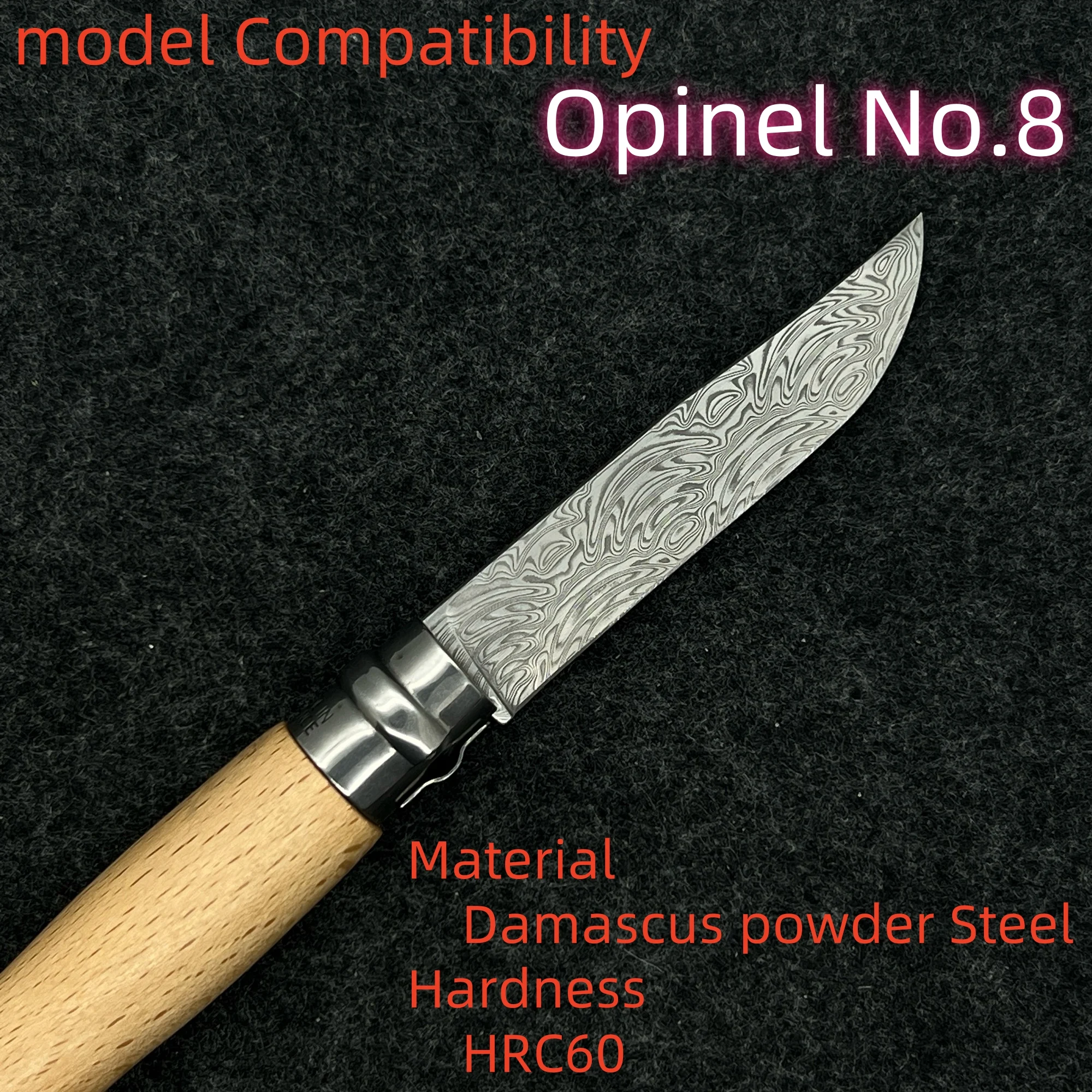 Damascus powder Steel Replacement Blade For Opinel No.8 #8 Folding Knife DIY Accessories