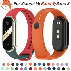 Silicone Strap for Xiaomi Mi Band 9/8 NFC Smart Watch Rubber Bracelet Wristband for Mi Band 8 Mi 9 Sports Adjustable Wrist Strap