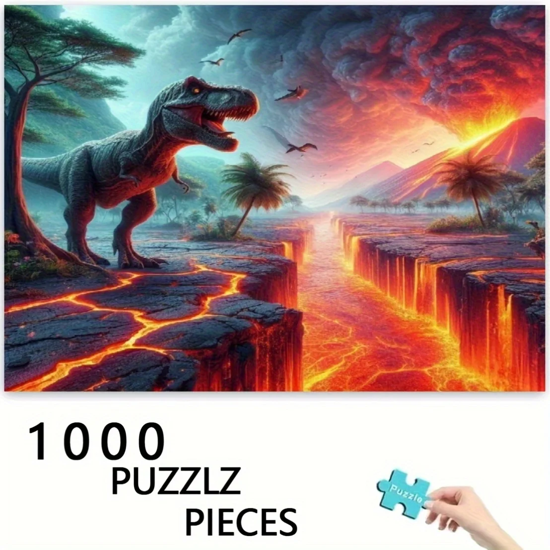 1000pcs Dinosaur Puzzle Game - Vibrant Jurassic Era Scenes with Dinosaur, Trains & Dinosaurs - Perfect for Christmas, Hallowee