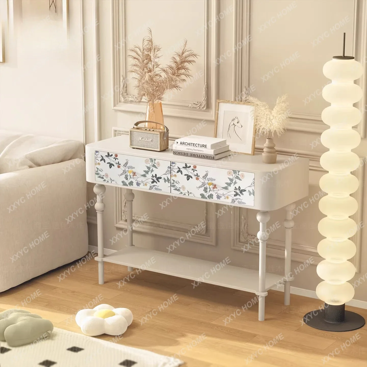 Modern Minimalist Plant Flower Decorative Solid Wood Entrance Table Entry Door Hallway Wall-Dependent Case Table