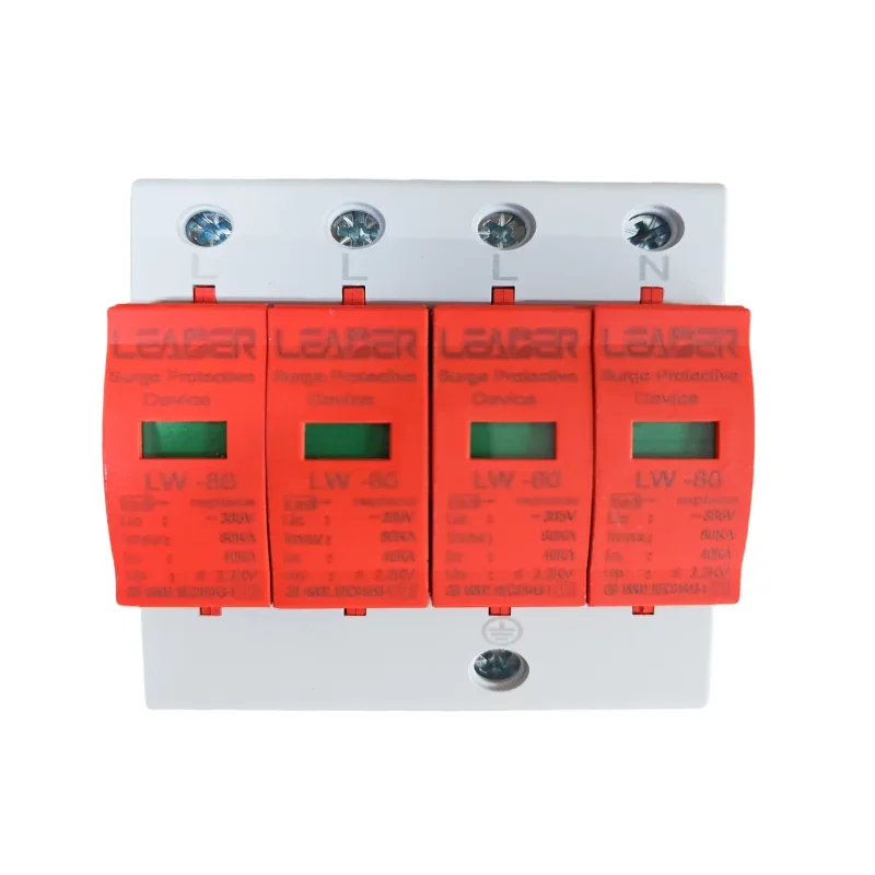 

AC Surge Protector House Surge Protective Low-voltage Arrester Device 4P 80KA385V Protector for Lightning Protection Din Rail