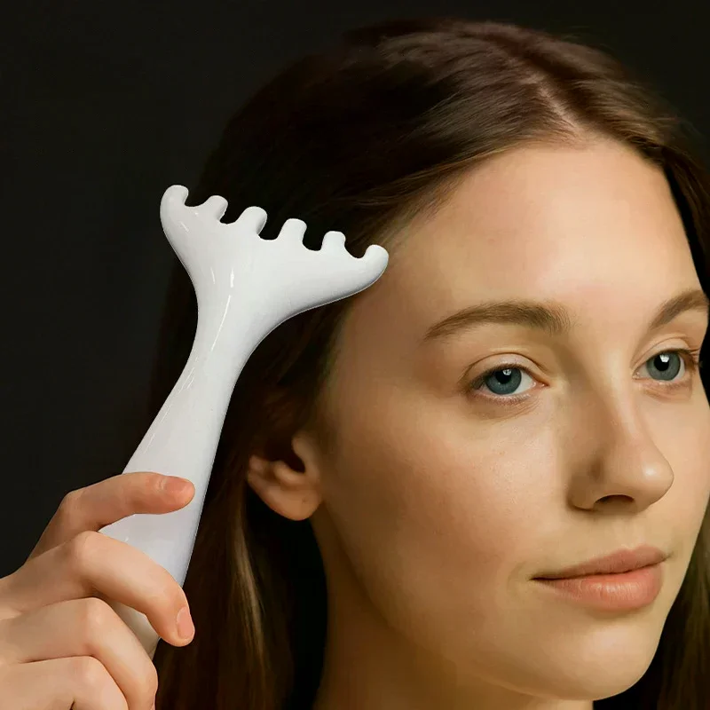 

Керамический ручной массажный инструмент для кожи головы, носа, Гуа Ша, массажер для релаксации и красоты, массажная расческа Meridian, расческа для головы с шестью зубьями