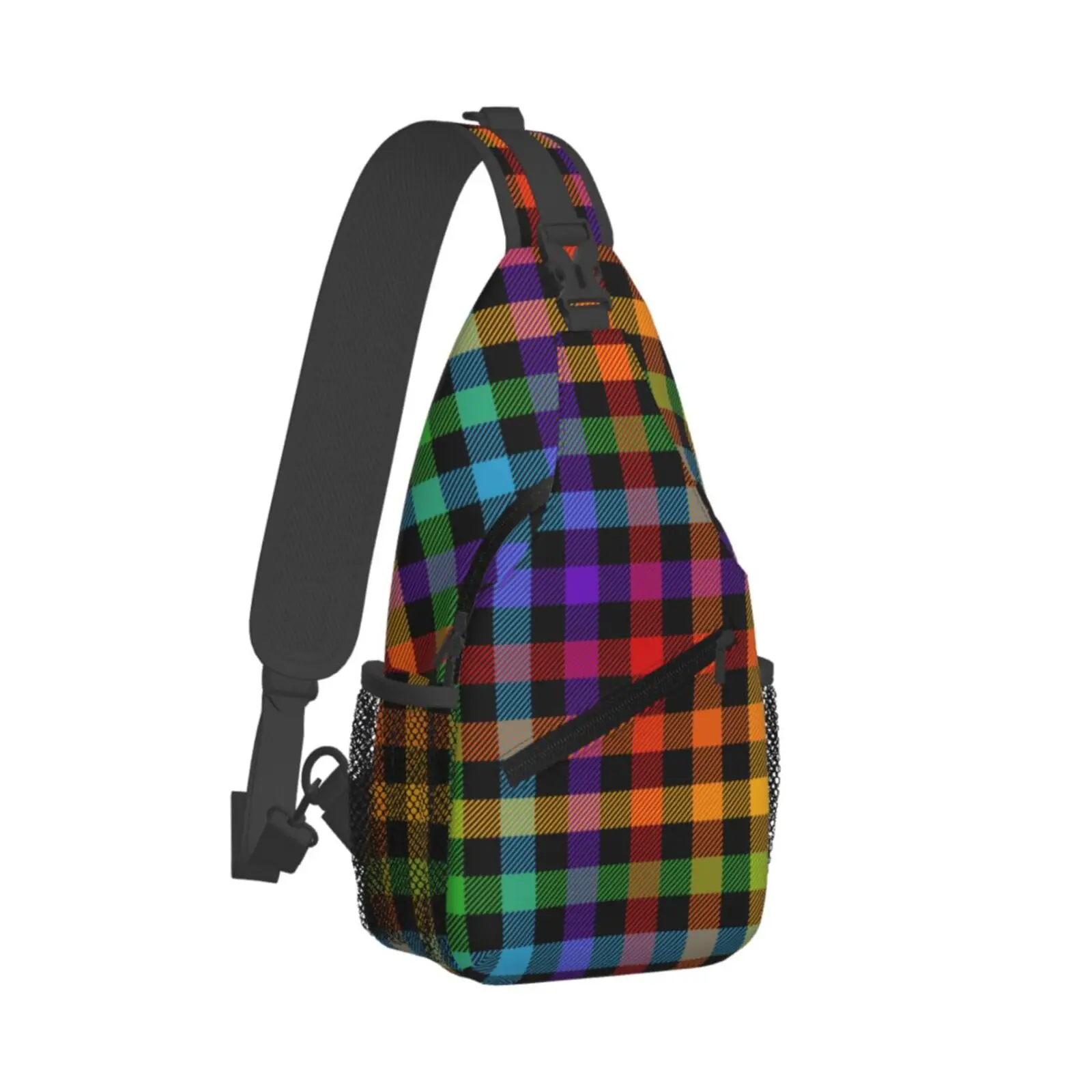Colorful Checkered Pattern Chest Bags Crossbody Sling Bag Travel Hiking Sports Backpack Casual Lightweight Daypack for Men Women