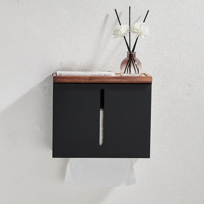 

DurableHousehold Tissue Box Solid Wood Pumping Carton Walnut Carton Kitchen Bath Roll Paper Box Multi-purpose Shelf 24.5*20.5*11