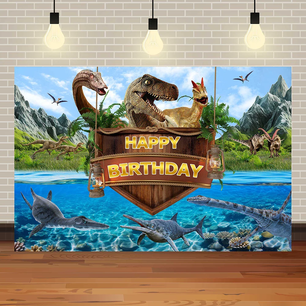 Animal World Dinosaur Theme Baby Boy Birthday Party 3D Safari Jungle Baby Shower Portrait Photography Background For Studio Prop