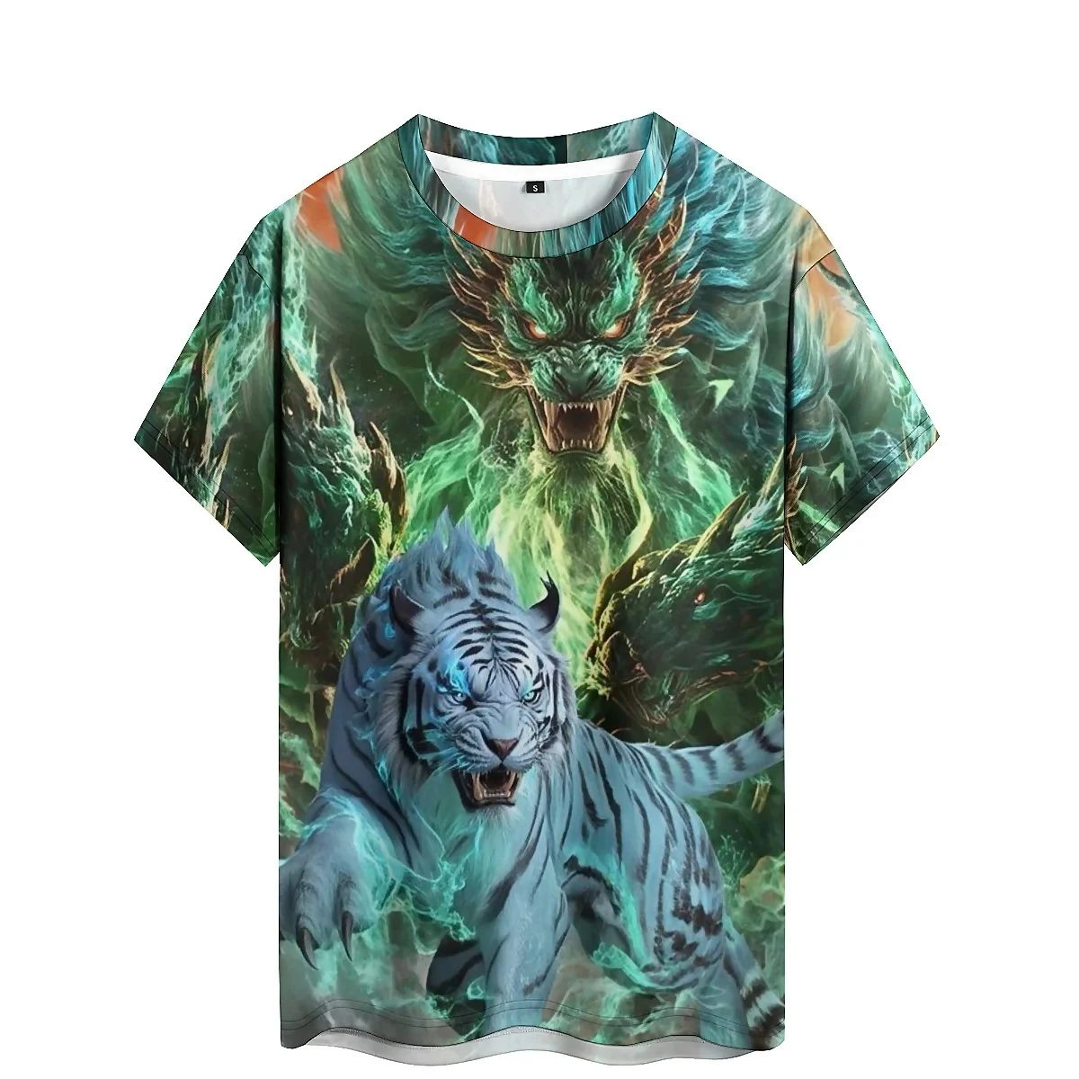 Men's Retro Design Full Body Printed 3D Round Neck T-shirt for Couples, Colorful and Dynamic, Splashed Ink, Gym Exercise, Runnin