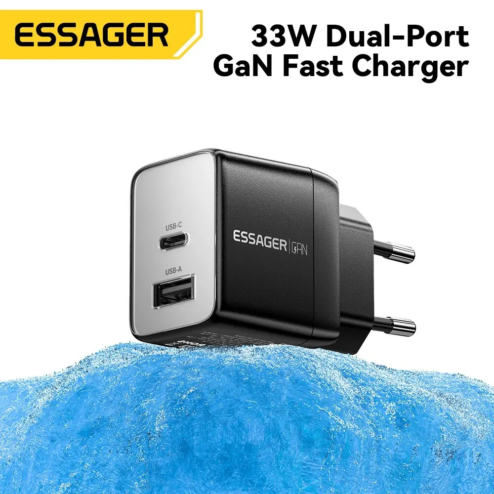 Essager GaN 33W USB Charger Fast Charger PD QC 3.0 USB C Charger Quick Charger For iPhone 14 13 Travel Charger for Samsung S21