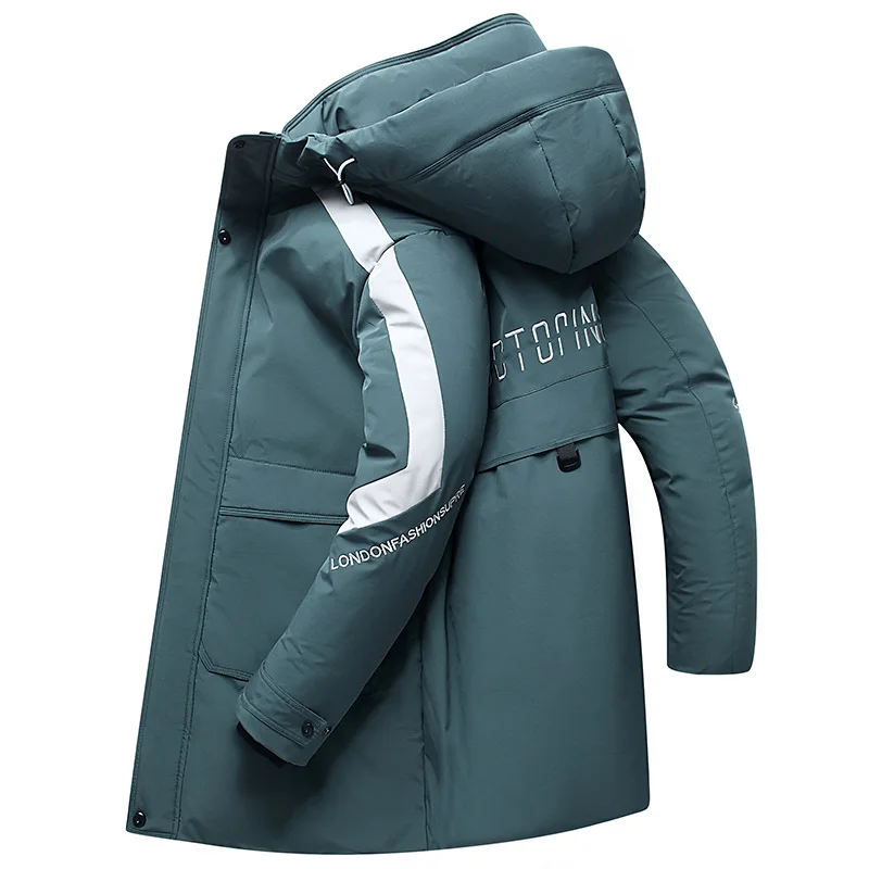 Chaqueta de plumón de longitud media con capucha para hombre, frío y cálido, a la moda, Invierno