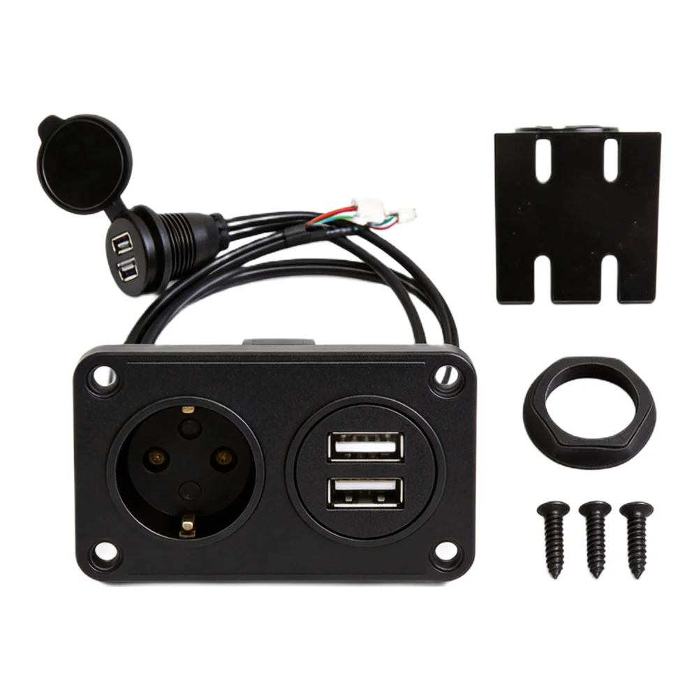 Car Dual USB Socket Base With 145cm Cable For Dashboard Mounting Supporting 4pin+6pin Standard And Broad Vehicle Compatibility
