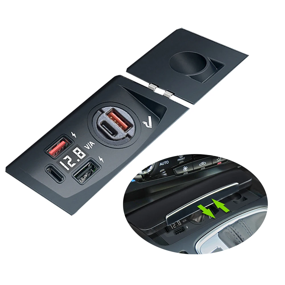 

For -Audi Q5 A5 S5 SQ5 B8 -A4 S4 RS4 RS5 Onboard Charger Panel Plate 12V Fast Charging With LED Voltage Display Built-in Fuse