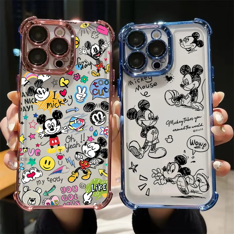 جرافيتي ميكي حافظة مضادة للصدمات لهاتف OPPO Reno 14F 14 13F 12F 11F 13 12 11 10 Pro Plus 8T Reno14F غلاف هاتف لطيف ناعم شفاف #1