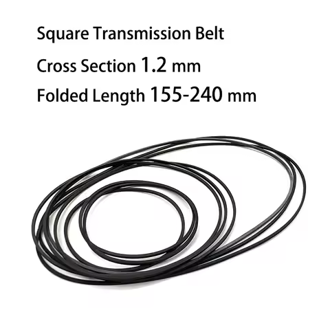 1Pcs 1.2mm Square Rubber Transmission Belt Folded Length 155-240mm For Cassette Tape Recorder Deck Repeater Audio CD DVD Belt