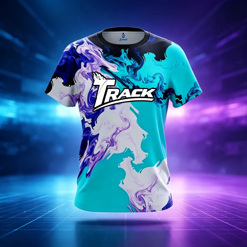 New Track Tornado Lightning Storm Bowling Jersey Short Sleeve T-shirt Performance Pro Bowler Casual Street-wear Family Kids Tees