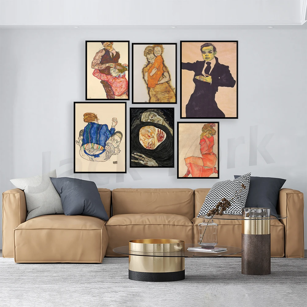 Egon Schiele - Max Oppenheimer (1910) - لوحة شهم ملصق طباعة ديكور فني جداري للمنزل عتيق #4