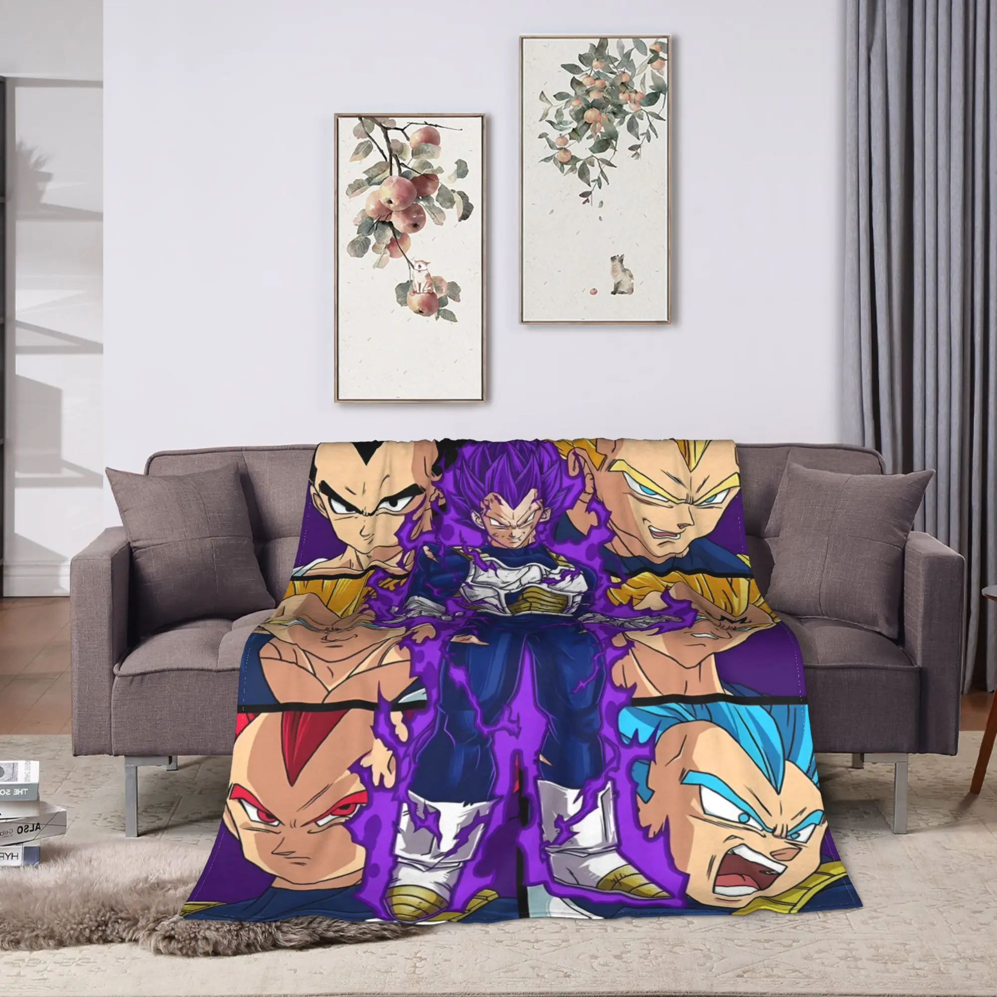 Vegeta Forms Anime Plush Blanket Children 3D Japanese Manga Flannel Bedding Throws For Couch Bed Soft Warm Bedspread Gift