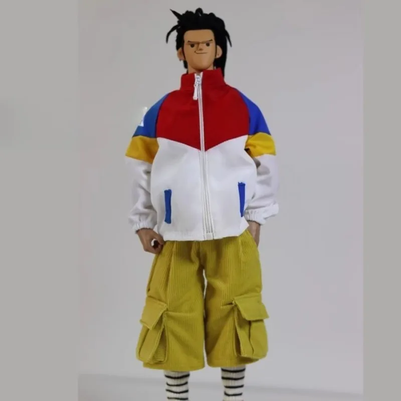 

Модная одежда в масштабе 1/6, синяя полосатая рубашка, свободные брюки-карго, модель одежды для 12-дюймовых мужских фигурок AT202, тело «сделай сам»