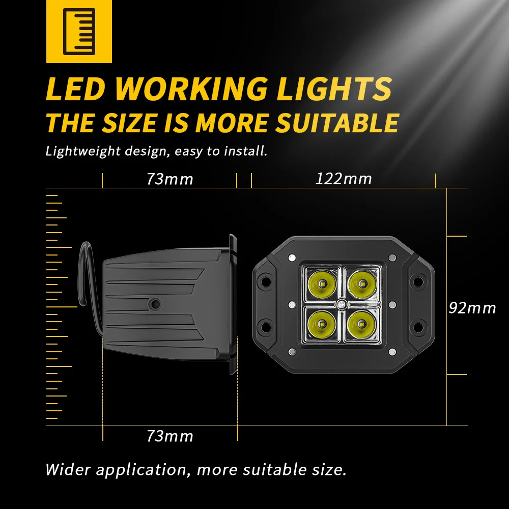 Off Road Vehicle Work Light Embedded Led Spotlight Strong Light 4-Inch Car Mounted Off-Road Modification Special Aluminum Alloy