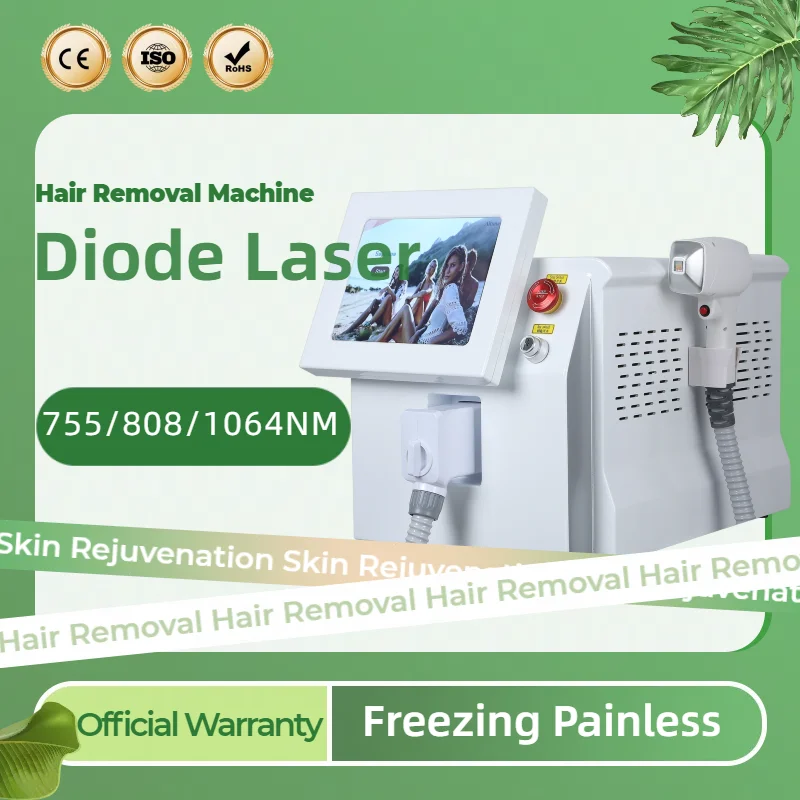 Depiladora Diode Laser Painless Hair Removal Machine Permanent Ice Platin Cooling System 3 Wavelength Whole Body Hair Removal