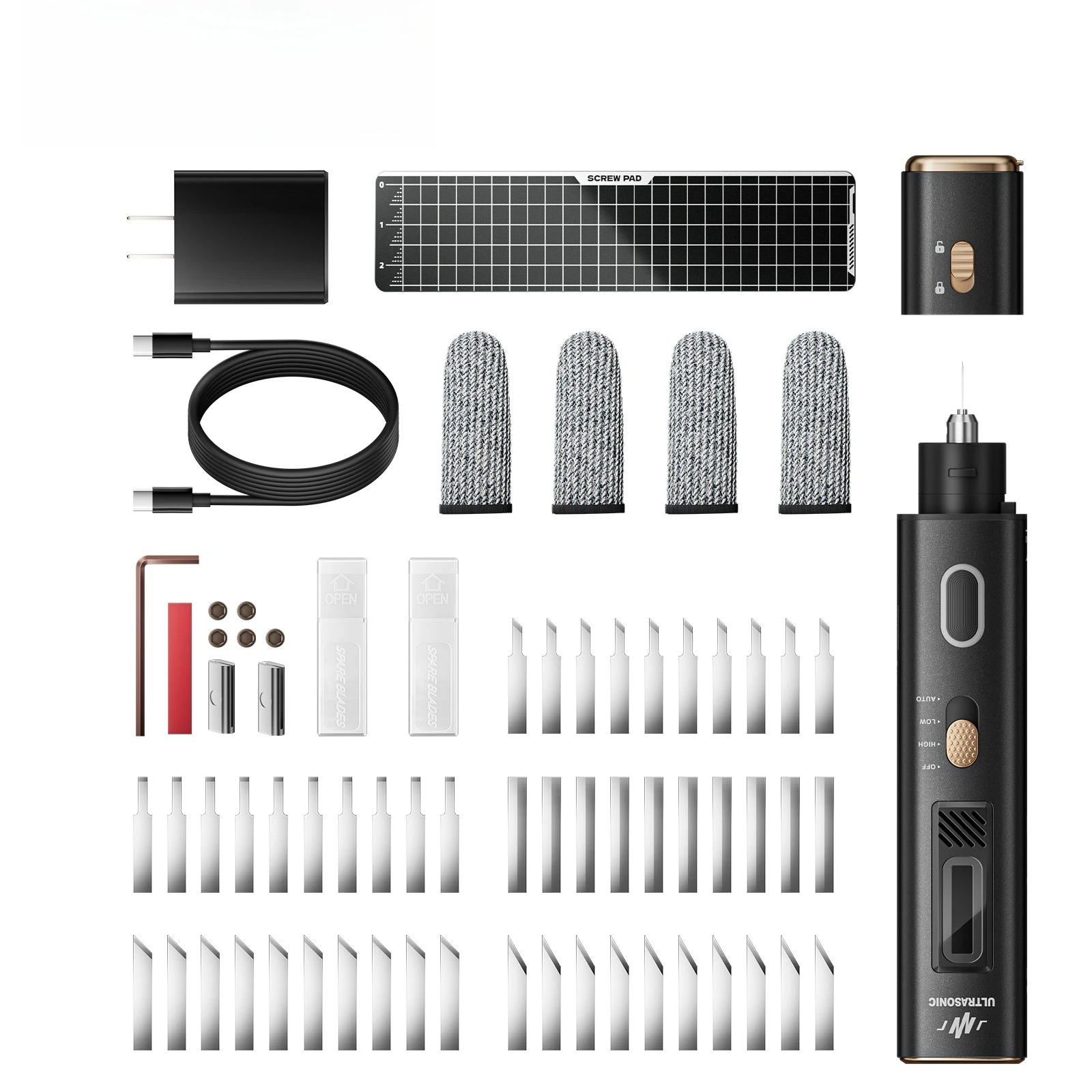 Jakemy Y10 Pro Coupeur et polisseuse à ultrasons 2 en 1, 35 W 40 kHz, affichage LED, pour bricolage/industriel, prototypage et ébavurage de modèles