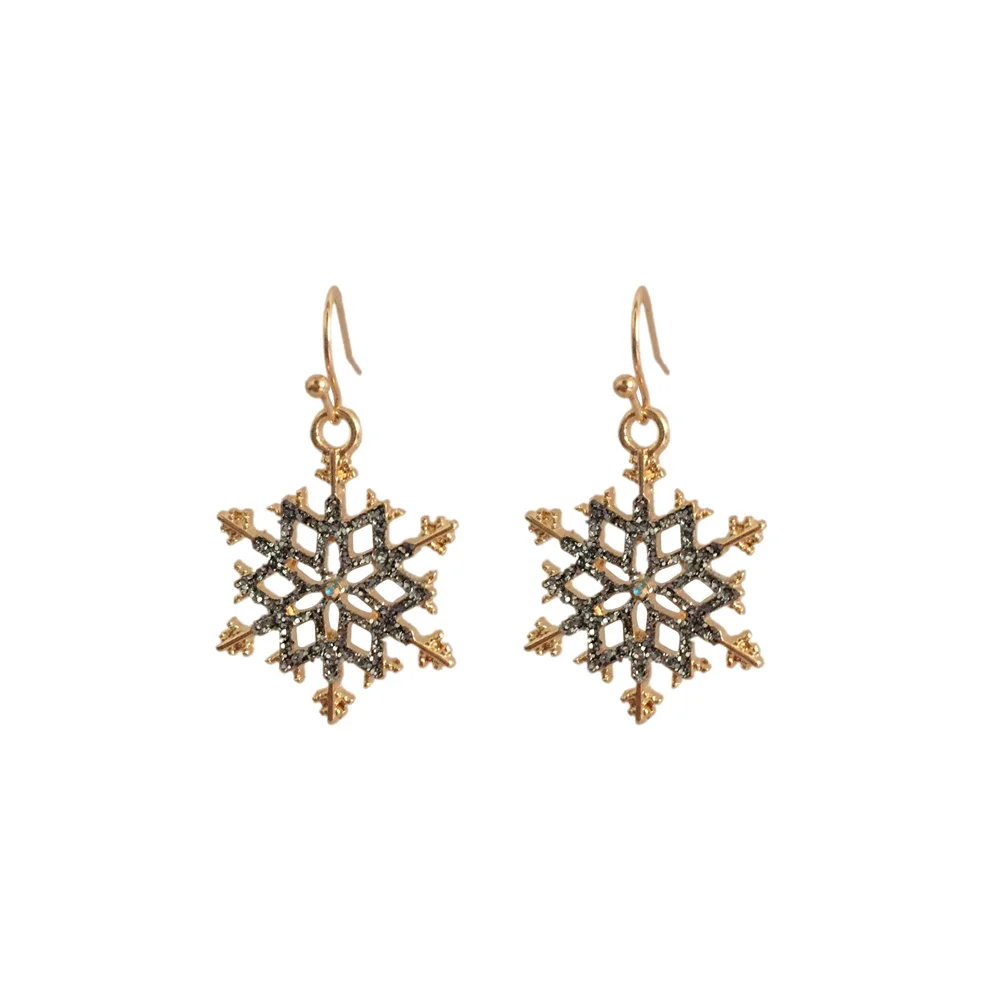 

New Arrivals Gold Color Ice Snowflake Filigree Charm Earrings For Women Girl Cute Lovely Cool Casual Winter Jewelry