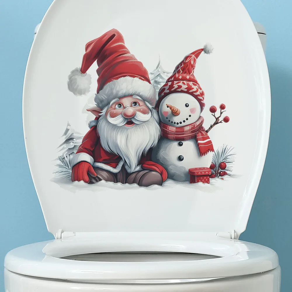 Santa Claus Snowman Christmas Wall Sticker Toilet Decoration Mural New Year Living Room Festival Home Decor Self-adhesive Decals