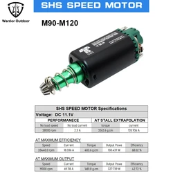 Warrior SHS Motor High Torqub Motor 11.1V 38000 Twist Type Speed Motor long Axle Airsoft M16/M4/MP5/G3/P90 AEG Motor