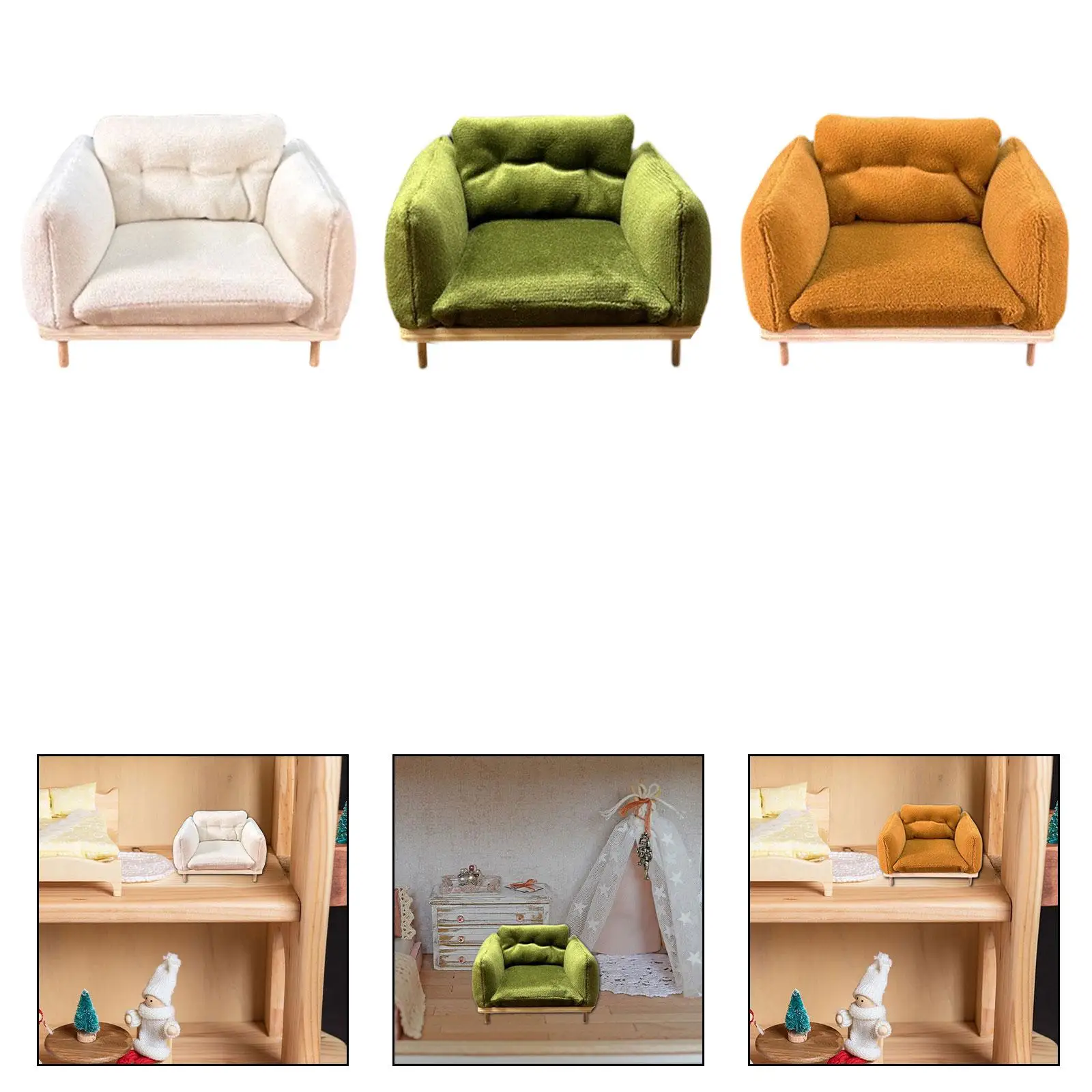 

Dollhouse Armchair 10x8x6.5cm 1:12 Scale Dollhouse Furniture Room Decor Decorative Collection Scene Decoration