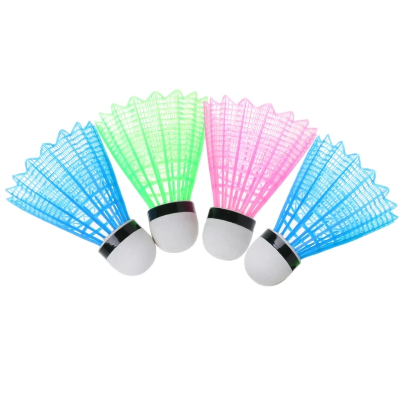 4 pezzi palline da badminton LED per allenamento Volani da badminton in nylon con illuminazione per uccellini per