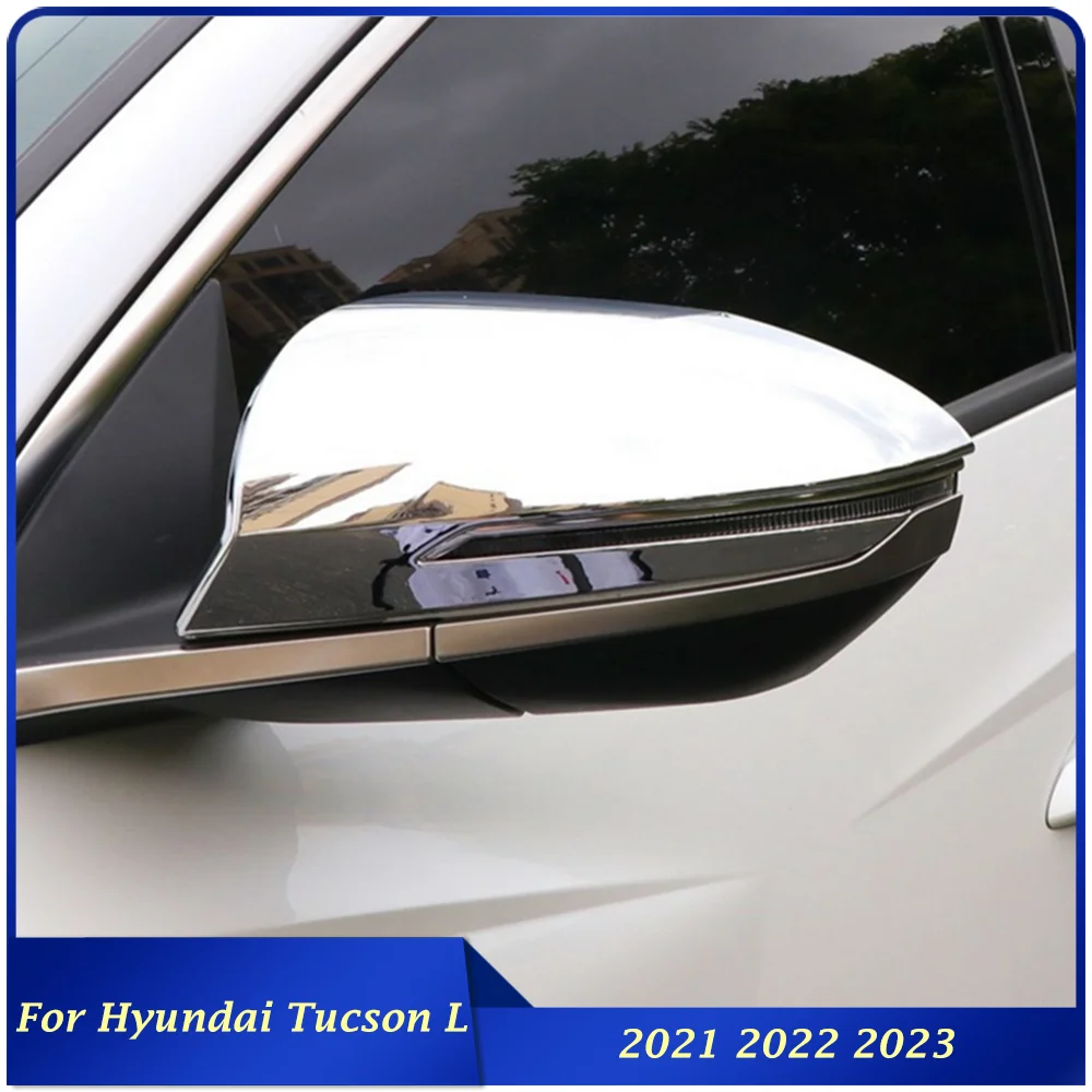 

For Hyundai Tucson L 2021 2022 2023 Car Rear View Mirror Trims Cover ABS Chrome Rearview Decorative Cover Sticker